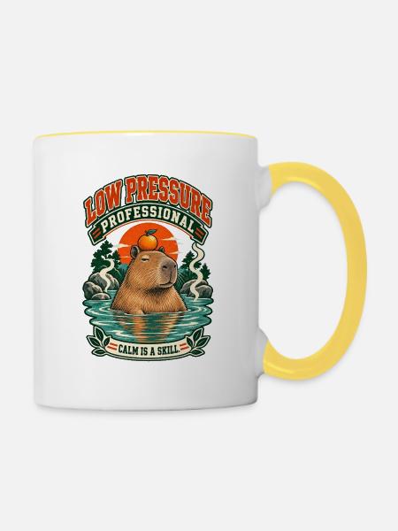Capybara – Niederdruck-Profi - Tasse zweifarbig - Weiß/Gelb
