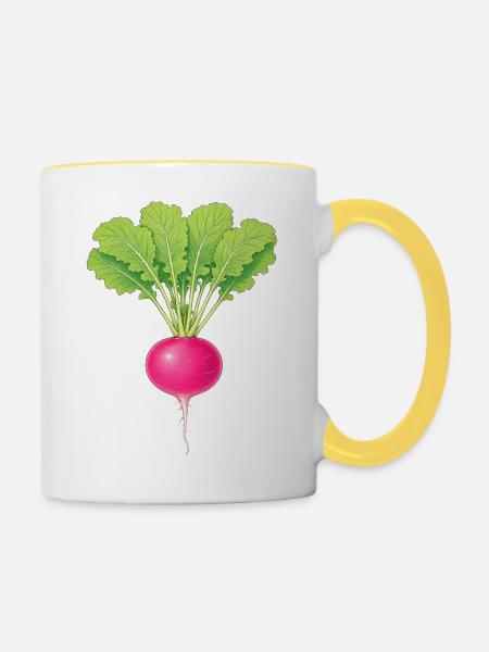 Rosa Rettich - Tasse zweifarbig - Weiß/Gelb