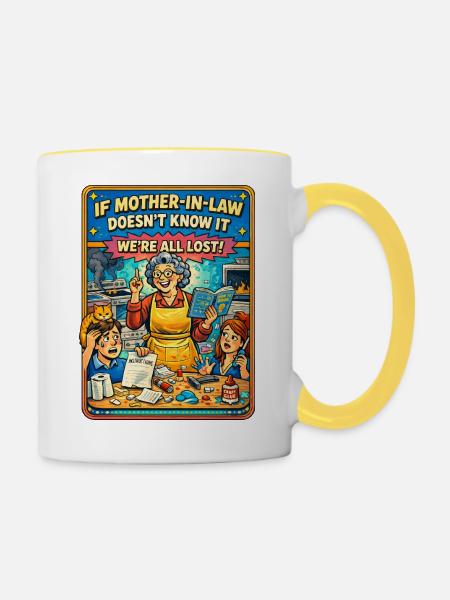  Mom Retro Comic Parodie, Tochter oder - Tasse zweifarbig - Weiß/Gelb