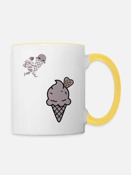 Schoko Eiswaffel Herz Icon - Tasse zweifarbig - Weiß/Gelb