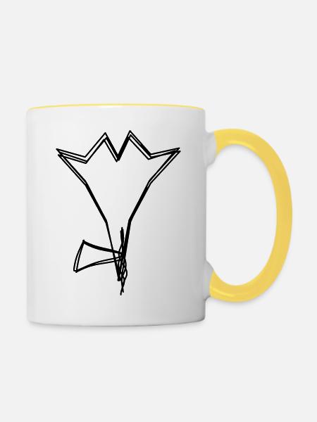 Enzian handgezeichnet - Tasse zweifarbig - Weiß/Gelb