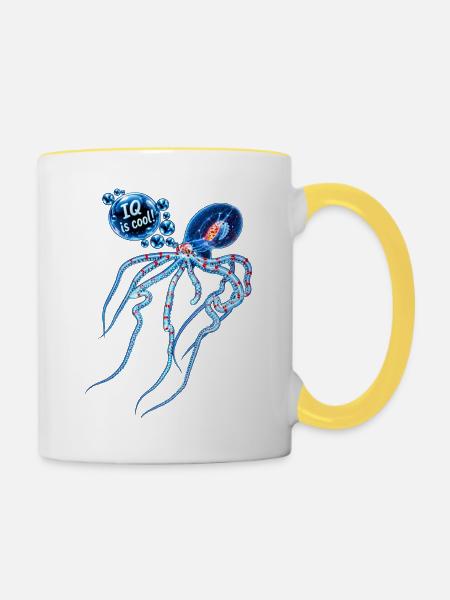"IQ is cool" - Tasse zweifarbig - Weiß/Gelb