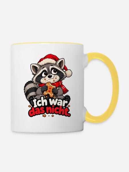 Unschuldiger Waschbär - Tasse zweifarbig - Weiß/Gelb