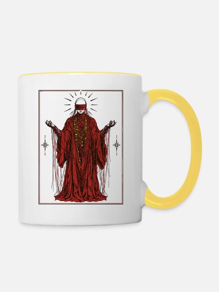 Dark Red Priestess Mystical Gothic - Tasse zweifarbig - Weiß/Gelb