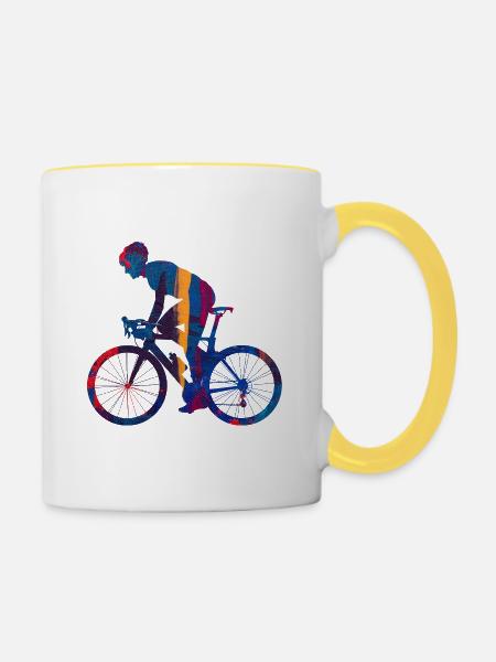 Fahrrad - Tasse zweifarbig - Weiß/Gelb