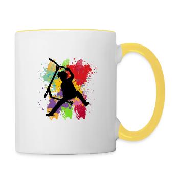 trottinette freestyle - Mug contrasté - blanc/jaune - Droite