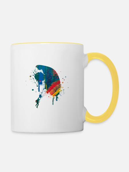 Fallschirm - Tasse zweifarbig - Weiß/Gelb