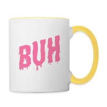 A spooky buh in pink for halloween - Contrasting Mug - white/yellow - Right