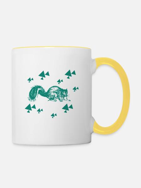 Eichhörnchen - Nagetier - Tasse zweifarbig - Weiß/Gelb