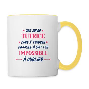 Une super tutrice - Mug contrasté - blanc/jaune - Droite
