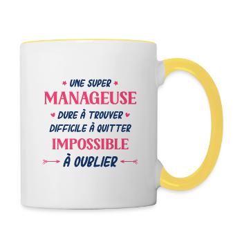 Une super manageuse - Mug contrasté - blanc/jaune - Droite