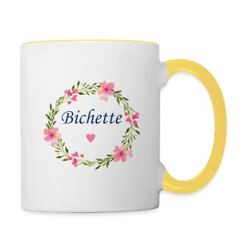 Bichette - Mug contrasté - blanc/jaune - Droite