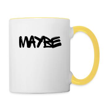 Maybe Schriftzug - Tasse zweifarbig - Weiß/Gelb - Rechts
