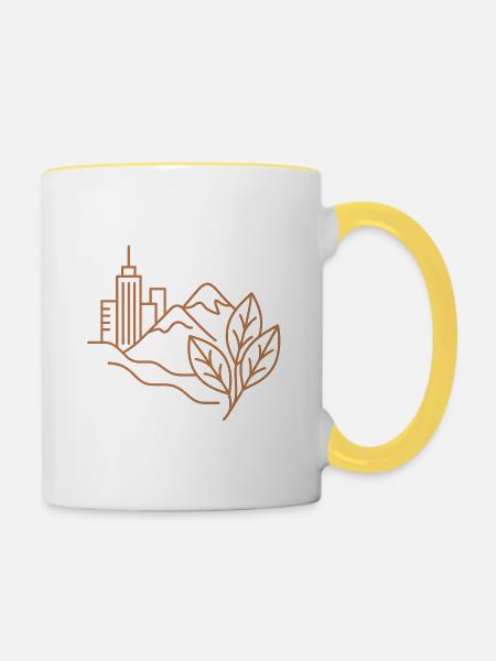 Stadtwald Skyline Illustration - Tasse zweifarbig - Weiß/Gelb