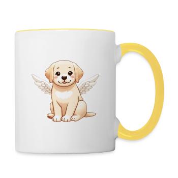 Labrador Dog Angel Black White Classic - Contrasting Mug - white/yellow - Right