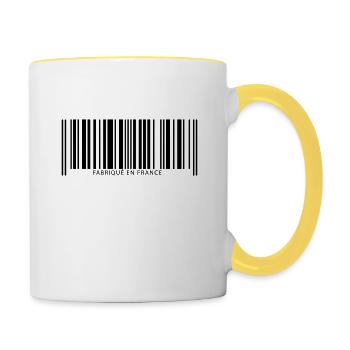 Code barre fabriqué en france - Mug contrasté - blanc/jaune - Droite