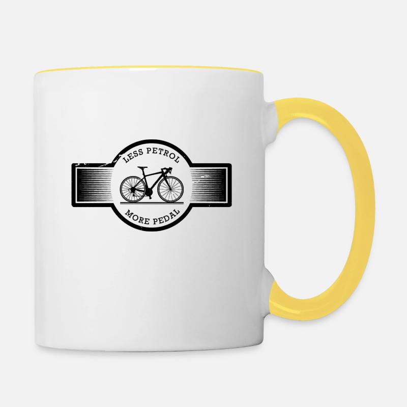 Less Petrol More Pedal Badge RoB - Premium Shi - Contrasting Mug - white/yellow