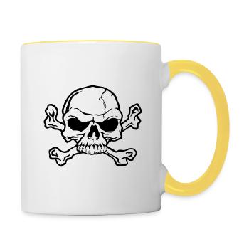 Tête de Mort de Pirate - Mug contrasté - blanc/jaune - Droite