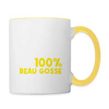 Presque parfait Et 100% Beau Gosse - cadeau - Mug contrasté - blanc/jaune - Droite