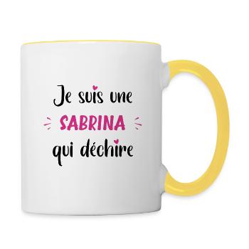 Je suis une sabrina qui déchire - Mug contrasté - blanc/jaune - Droite