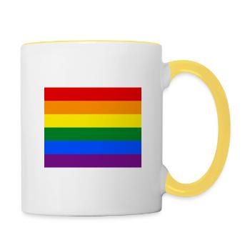Gay pride flag CSD Rainbow Regenbogen LGBT - Tasse zweifarbig - Weiß/Gelb - Rechts