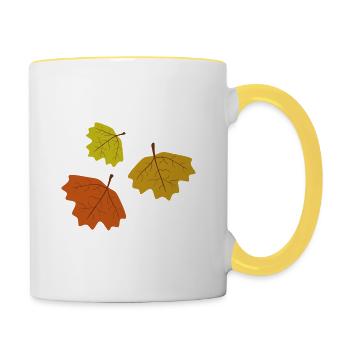 fall leaves - Contrasting Mug - white/yellow - Right