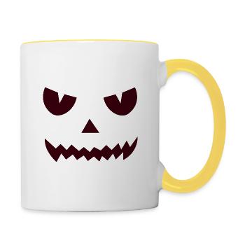 Halloween Visage effrayant Halloweenstyle - Mug contrasté - blanc/jaune - Droite