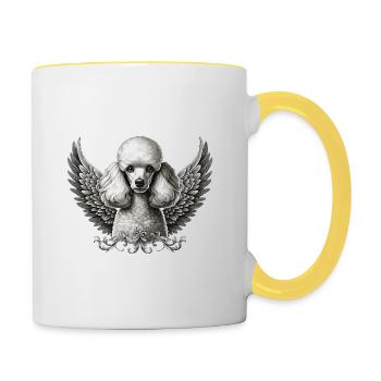 Elegant Poodle Angel with Wings Black White - Contrasting Mug - white/yellow - Right