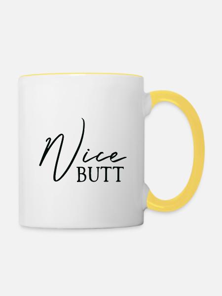 Nice Butt Hintern - Tasse zweifarbig - Weiß/Gelb