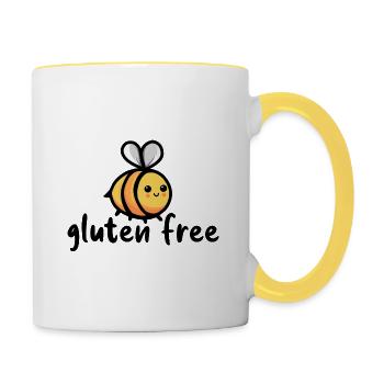 "Gluten Free" (Glutenfrei) Biene - Tasse zweifarbig - Weiß/Gelb - Rechts