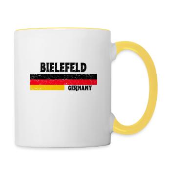 Bielefeld Deutschland Flagge - Tasse zweifarbig - Weiß/Gelb - Rechts