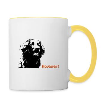 Hovawart portrait with lettering - Contrasting Mug - white/yellow - Right