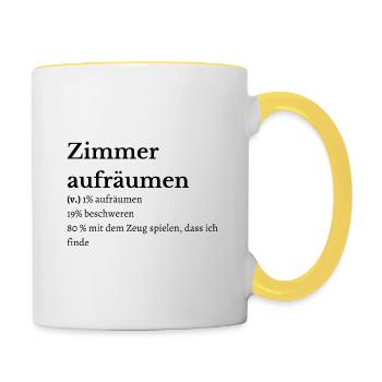 Zimmer aufräumen Duden - Tasse zweifarbig - Weiß/Gelb - Rechts