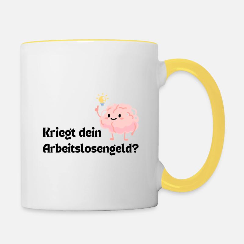 Votre cerveau reçoit-il des allocations de chômage ? - Mug contrasté - blanc/jaune