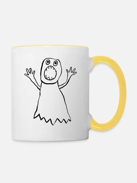 Gespenst - Tasse zweifarbig - Weiß/Gelb