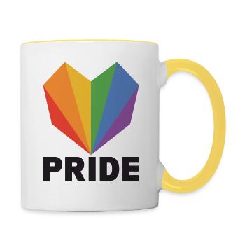 LGBT Gay Rainbow for Friends and Community - Tasse zweifarbig - Weiß/Gelb - Rechts