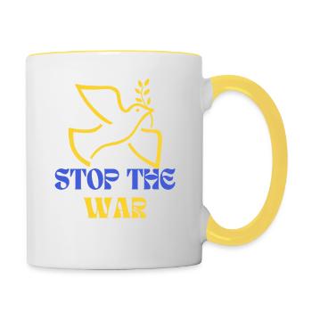 Stop The War Peace Ukraine - Tasse zweifarbig - Weiß/Gelb - Rechts
