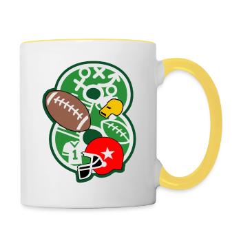 Fußball 8. Geburtstagsparty Nummer 8 - 8 Jahre - Tasse zweifarbig - Weiß/Gelb - Rechts