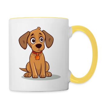 Cute dog design for dog owners - Contrasting Mug - white/yellow - Right