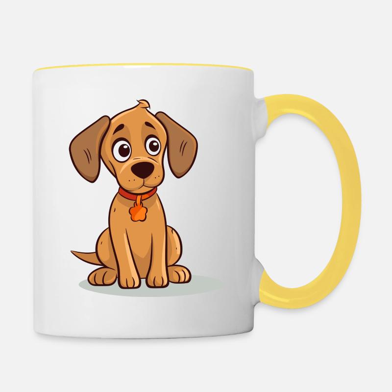 Conception de chien mignon pour les propriétaires de chiens - Mug contrasté - blanc/jaune