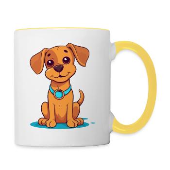 Cute dog design for dog owners - Contrasting Mug - white/yellow - Right