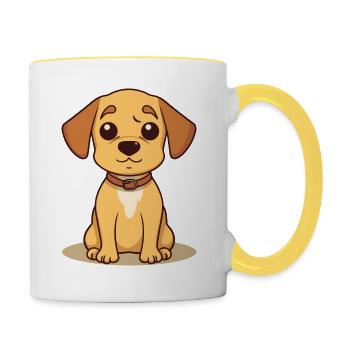Niedliches Hundedesign für Hundebesitzer - Tasse zweifarbig - Weiß/Gelb - Rechts