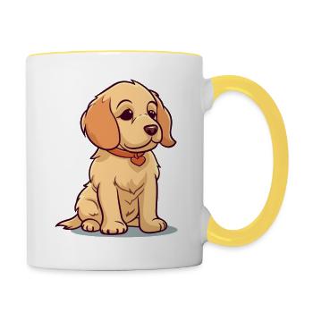 Niedliches Hundedesign für Hundebesitzer - Tasse zweifarbig - Weiß/Gelb - Rechts
