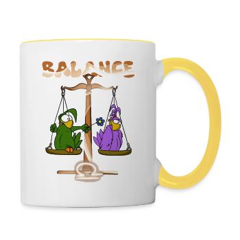 "Waage" - Tasse zweifarbig - Weiß/Gelb - Rechts