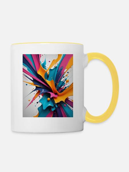 Farbklecks - Tasse zweifarbig - Weiß/Gelb