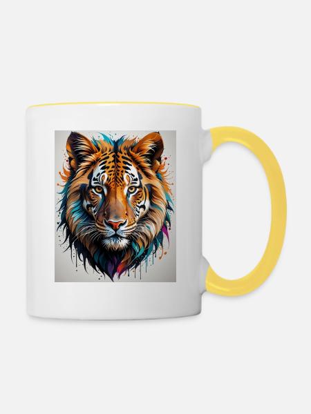 Lion - Tasse zweifarbig - Weiß/Gelb