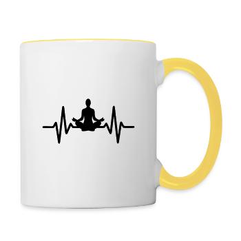 Battement Cœur Yoga Méditation - Mug contrasté - blanc/jaune - Droite