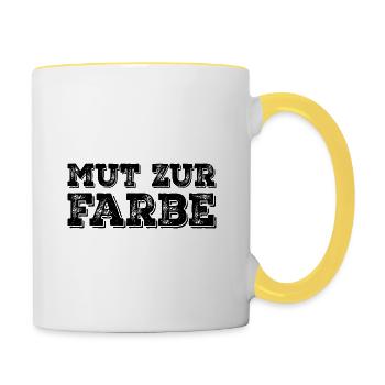 Travail d’humour noir avec courage de colorier - Mug contrasté - blanc/jaune - Droite