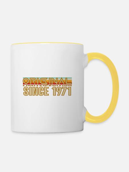 Original seit 1971 Retro-Logo - Tasse zweifarbig - Weiß/Gelb