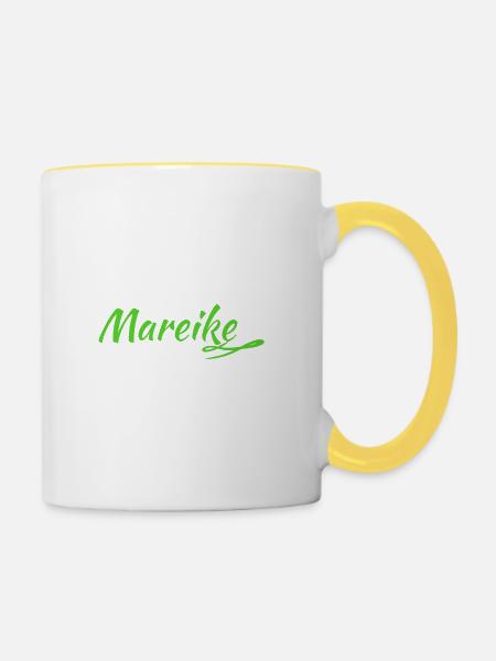 Name Mareike - Tasse zweifarbig - Weiß/Gelb